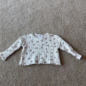 Zara Cream Kids Floral Ribbed Sweater